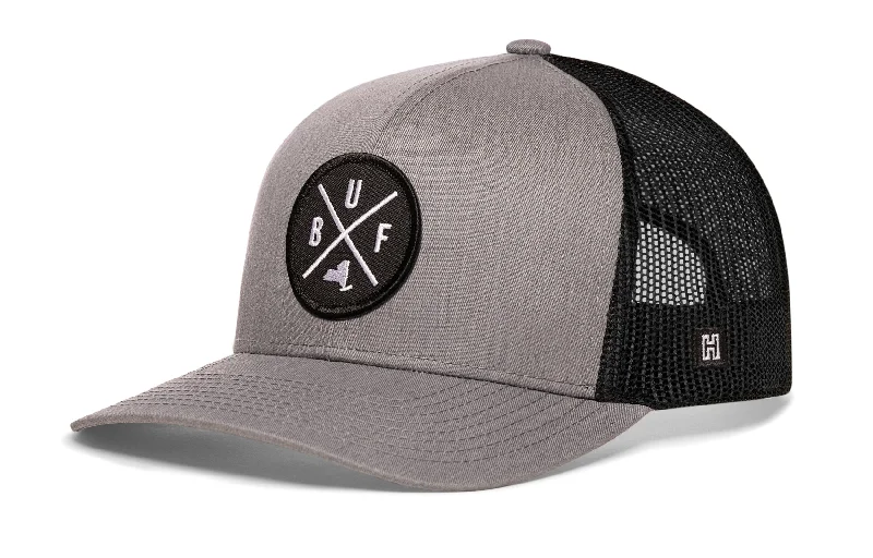 Buffalo Trucker Hat  |  Gray Black BUF Snapback