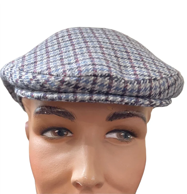 Linney County Cap - Wool Blend Tweed - Blues and Plum