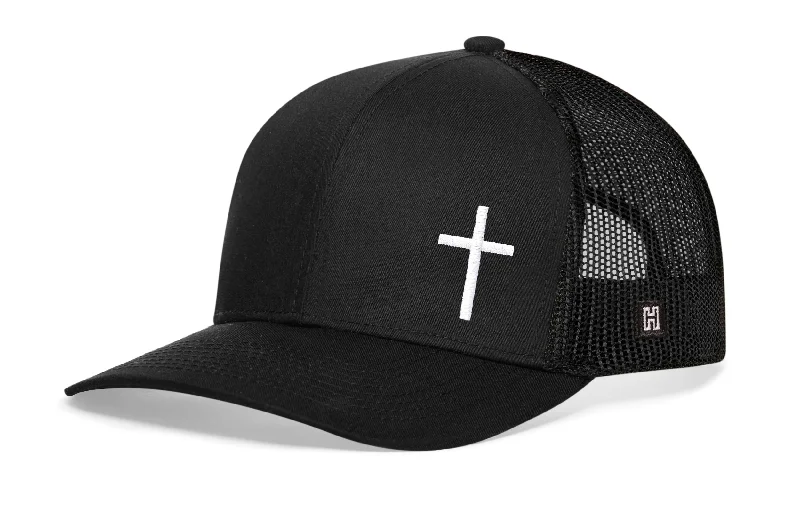 Cross Trucker Hat  |  Black Christian Snapback