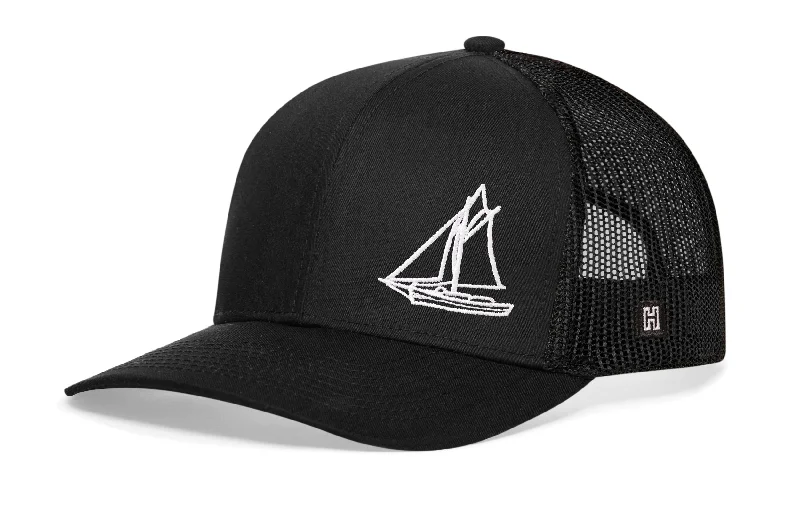 Sailboat Trucker Hat  |  Black Snapback