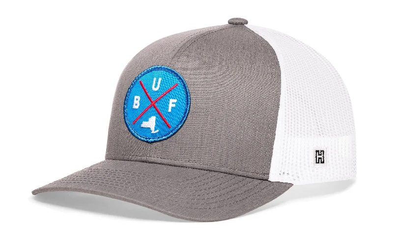 Buffalo Trucker Hat  |  Gray White BUF Snapback