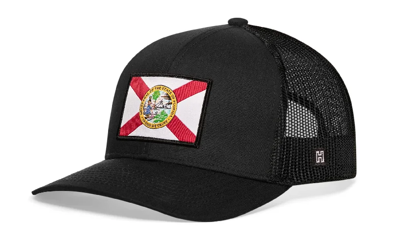 Florida Flag Trucker Hat  |  Black FL Snapback