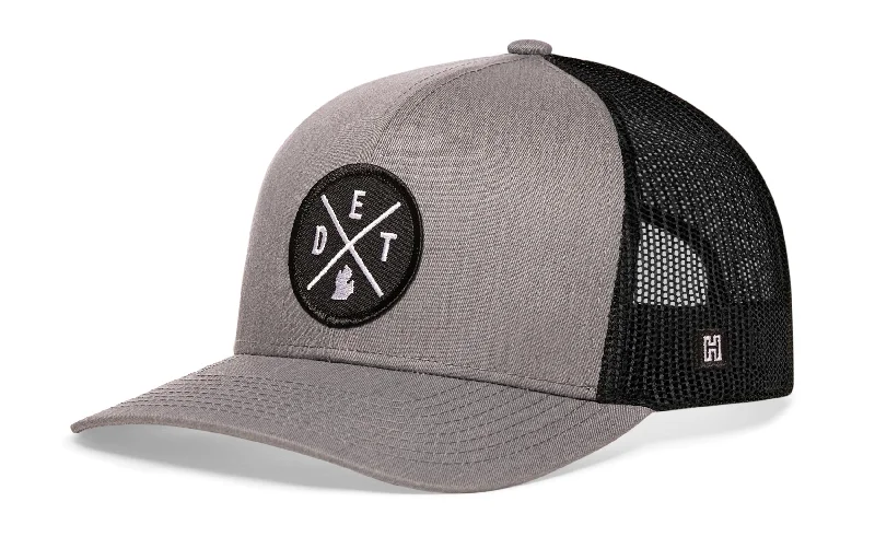 Detroit Trucker Hat  |  Gray Black DET Snapback