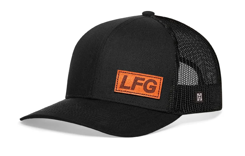 LFG Trucker Hat Leather  |  Black Lets Go Snapback