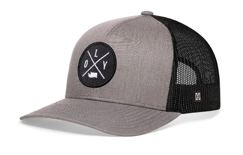 Olympia Trucker Hat  |  Gray Black OLY Snapback