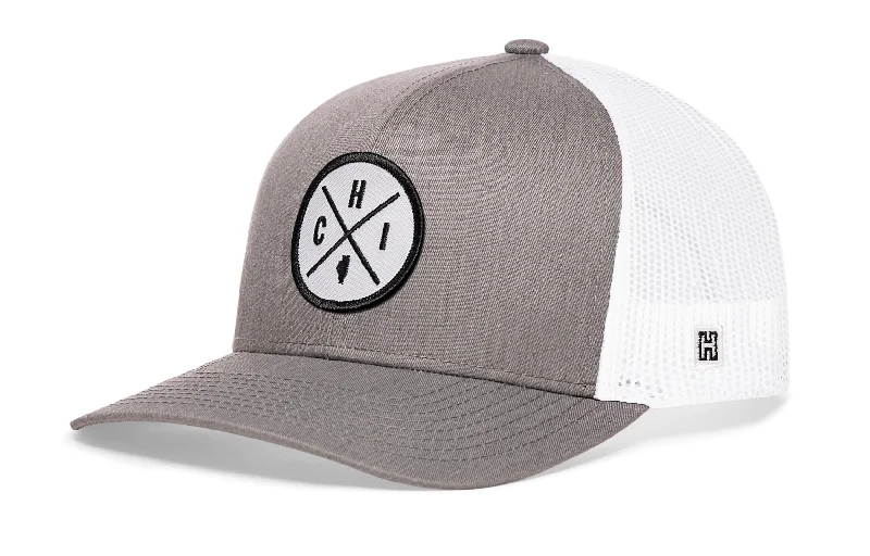 Chicago Trucker Hat  |  Gray White CHI Snapback