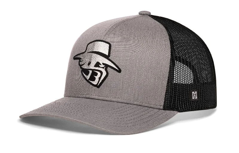 JBR Silver Logo  |  Gray Black Metallic Leather Snapback