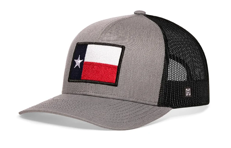 Texas Flag Trucker Hat  |  Gray Black TX Snapback