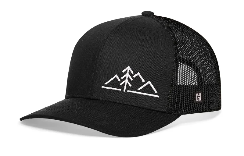 Mountains Trucker Hat  |  Black Outdoors Snapback