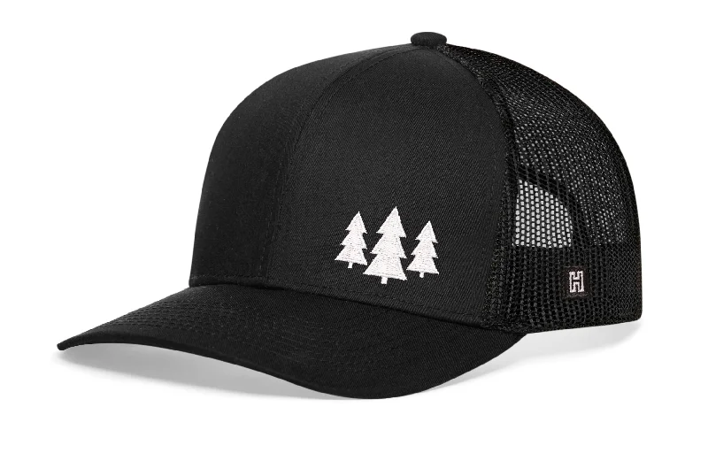 Pine Trees Trucker Hat  |  Black Outdoors Snapback