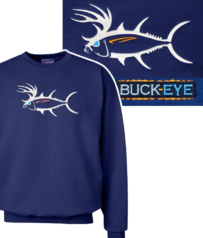 "Buck-Eye" Navy Unisex Crewneck Sweatshirt For Men And Women