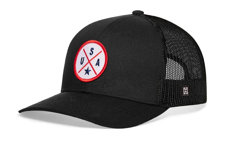 USA Trucker Hat  |  Black America Snapback