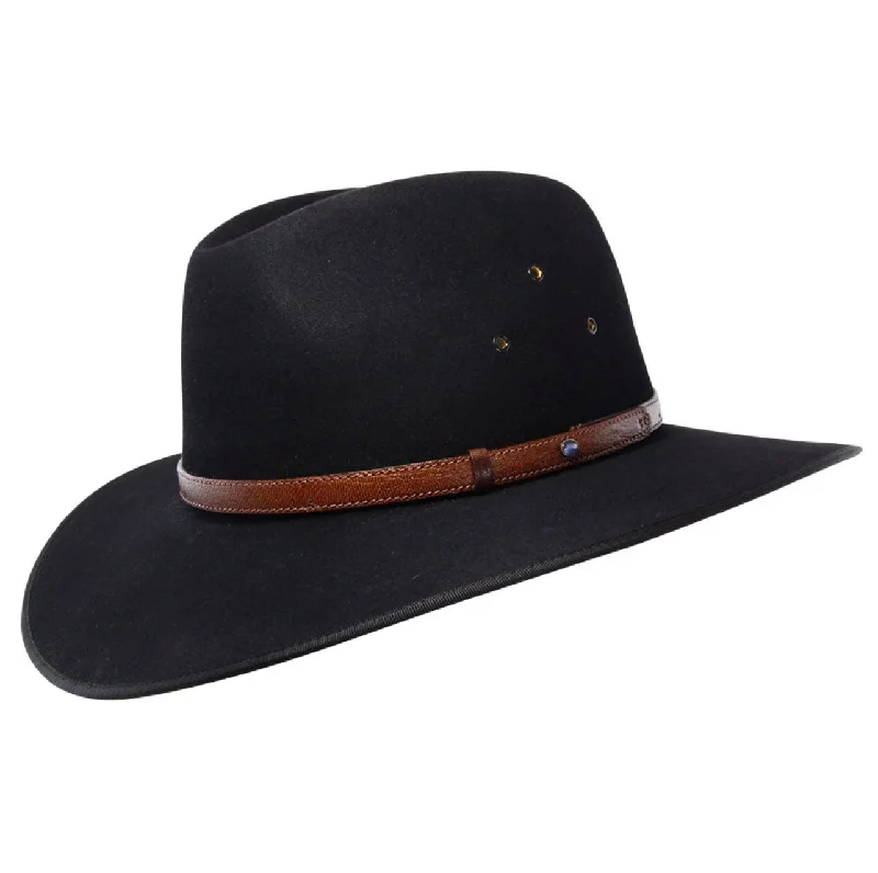 Akubra Coober Pedy Fedora with Opal - Black