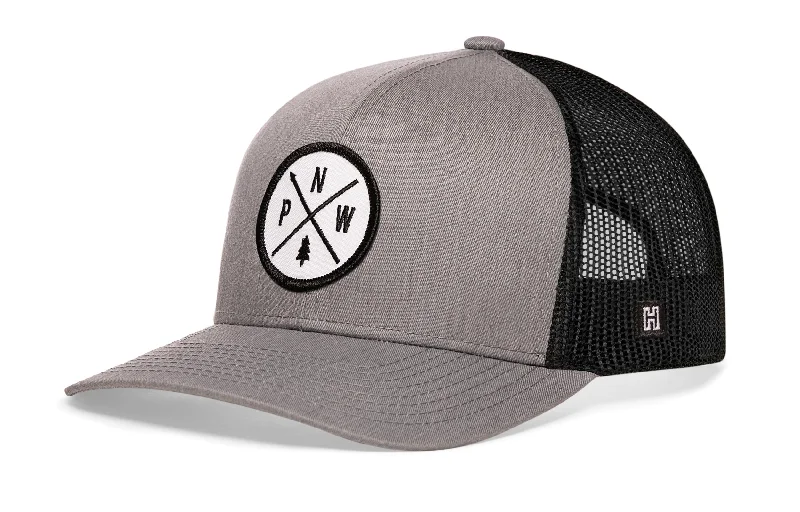 PNW Trucker Hat  |  Gray Black Pacific Northwest Snapback