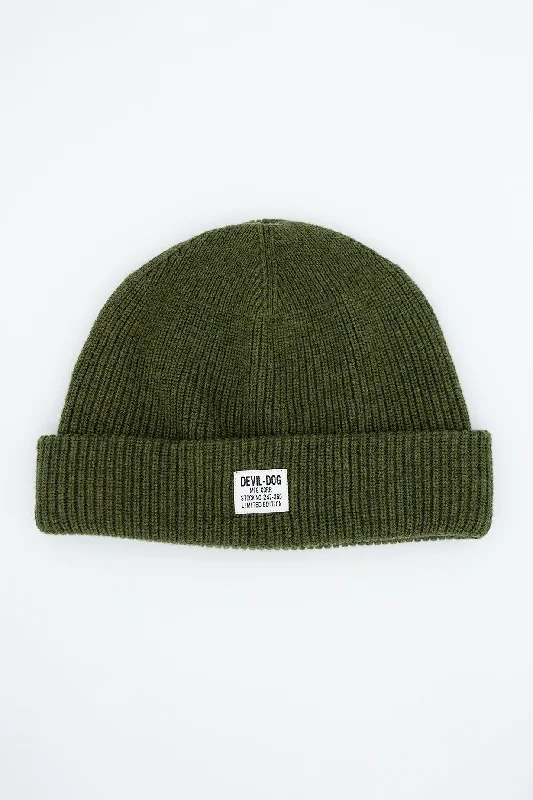 Knit Beanie - Olive Heather