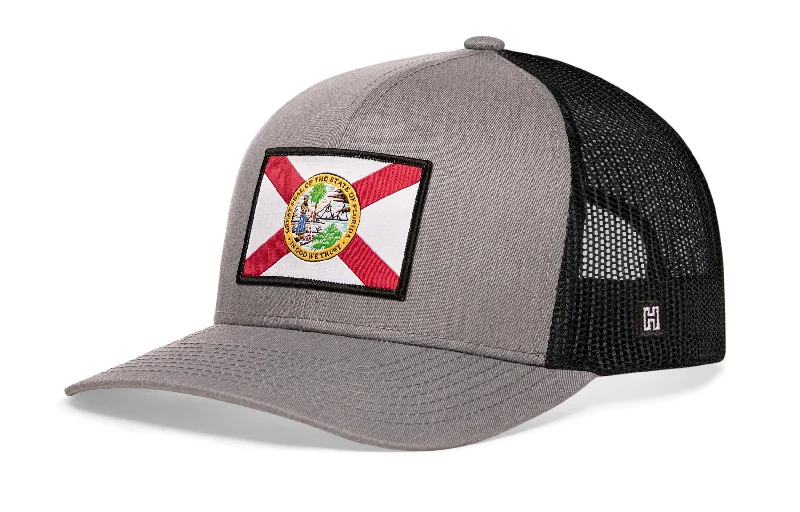 Florida Flag Trucker Hat  |  Gray & Black FL Snapback