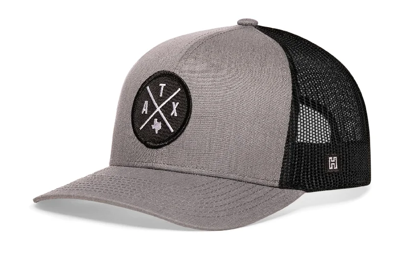 Austin Trucker Hat  |  Gray Black ATX Snapback