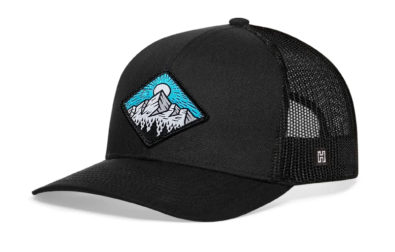 Mountains and Trees Trucker Hat  |  Black Outdoors Snapback