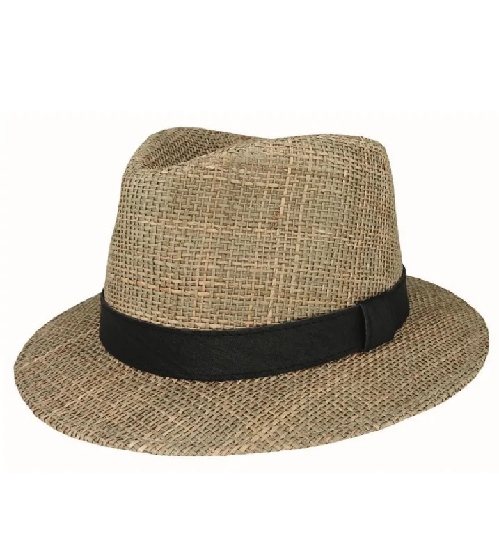 Sea Grass Short Brim Fedora Fully Lined Sun Smart - Natural - Small - Lucky Last!