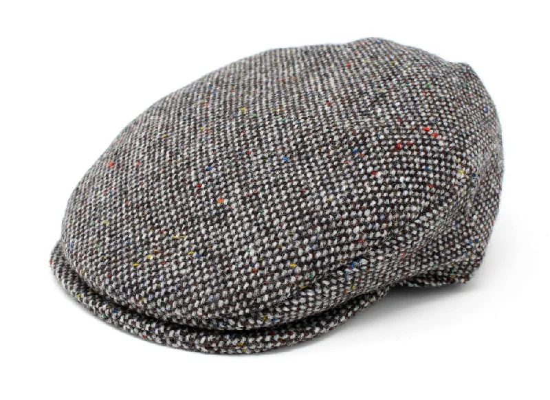 Hanna Hats of Donegal Vintage Flat Cap Irish Plain Wool Tweed - Granite Grey Salt and Pepper