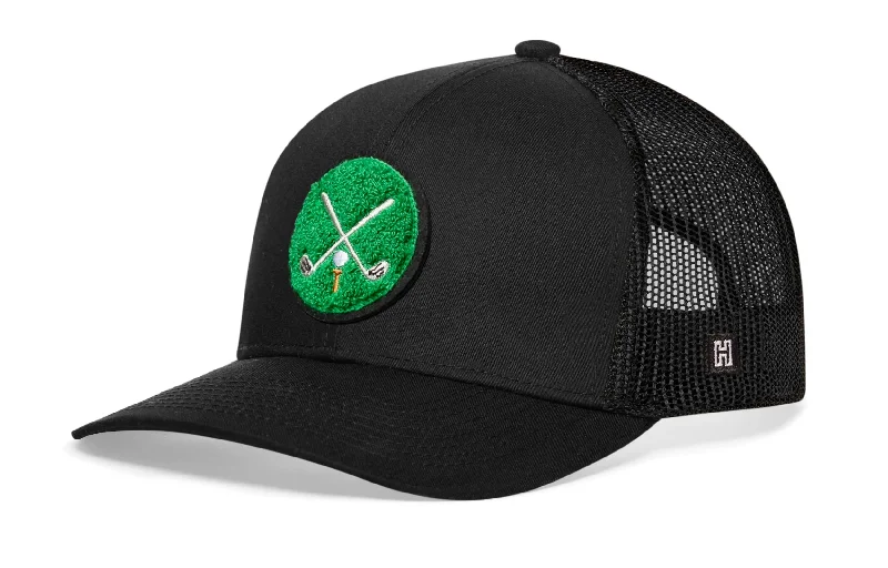 Golf Trucker Hat  |  Black Golf-X Snapback