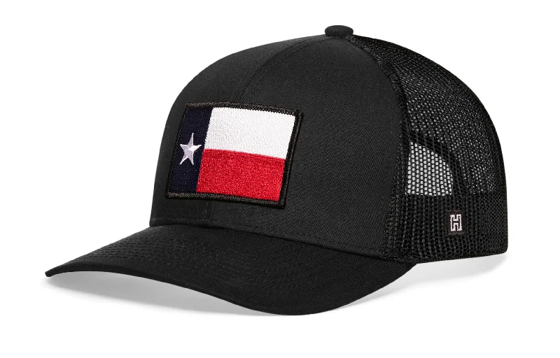 Texas Flag Trucker Hat  |  Black TX Snapback