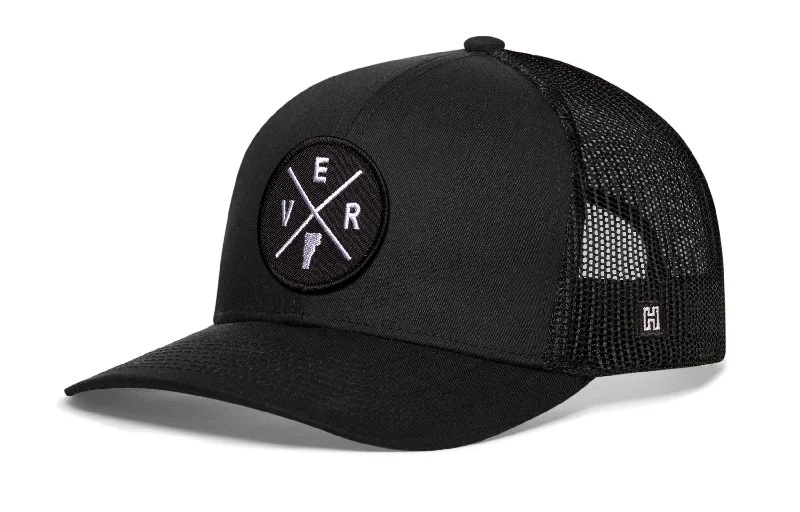 Vermont Trucker Hat  |  Black VER Snapback