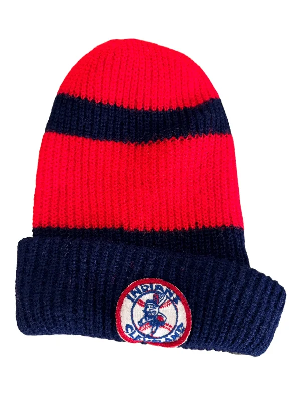 Vintage Cleveland Indians Beanie 1970s Chief Wahoo Pom Beanie