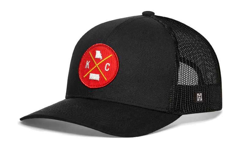 Kansas City Trucker Hat  |  Black KC (R,W,G) Snapback