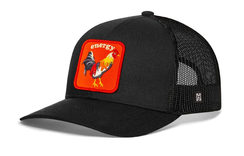 Rooster Energy Trucker Hat  |  Black Chicken Snapback