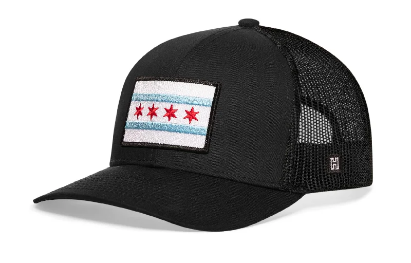 Chicago Flag Trucker Hat  |  Black Chicago Snapback