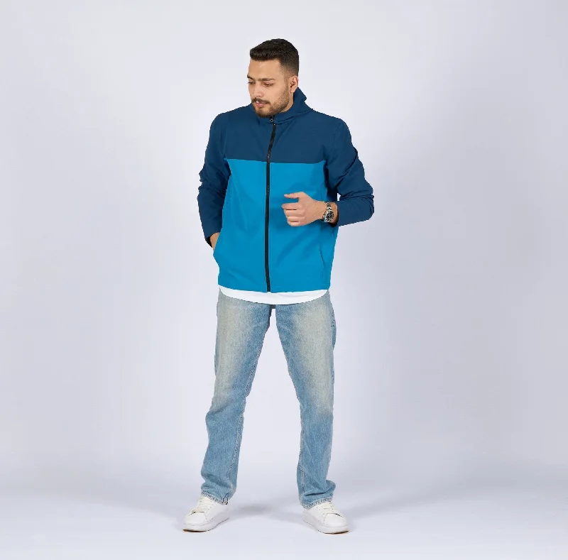 Aqua Blue - Navy Blue | Adult Hooded Winterproof Jacket