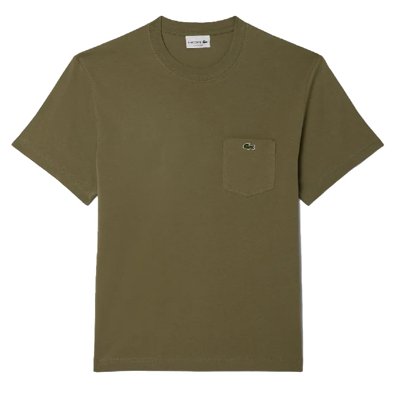 Lacoste Cotton T-Shirt with Breast Pocket Khaki