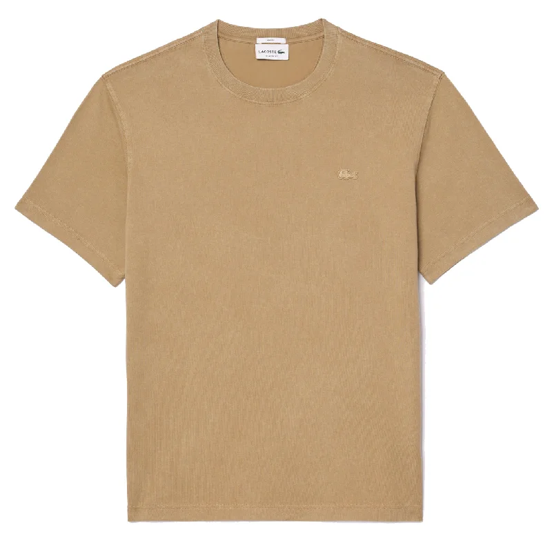 Lacoste Washed Effect Heavy Cotton T-Shirt Beige