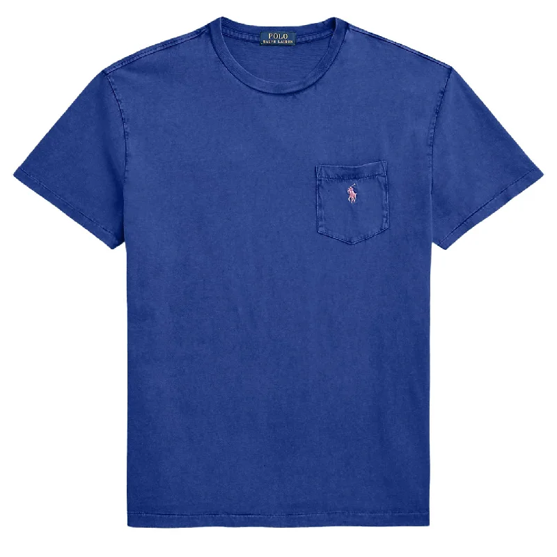 Polo Ralph Lauren Classic Fit Cotton-Linen Pocket T-Shirt Beach Royal