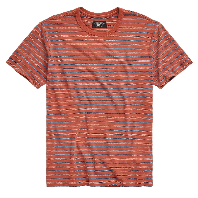 RRL by Ralph Lauren Striped Jersey Crewneck T-Shirt Orange / Multi