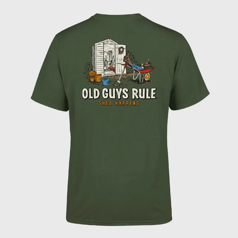 Old Guys Rule Shed Happens III T-Shirt - Military Green