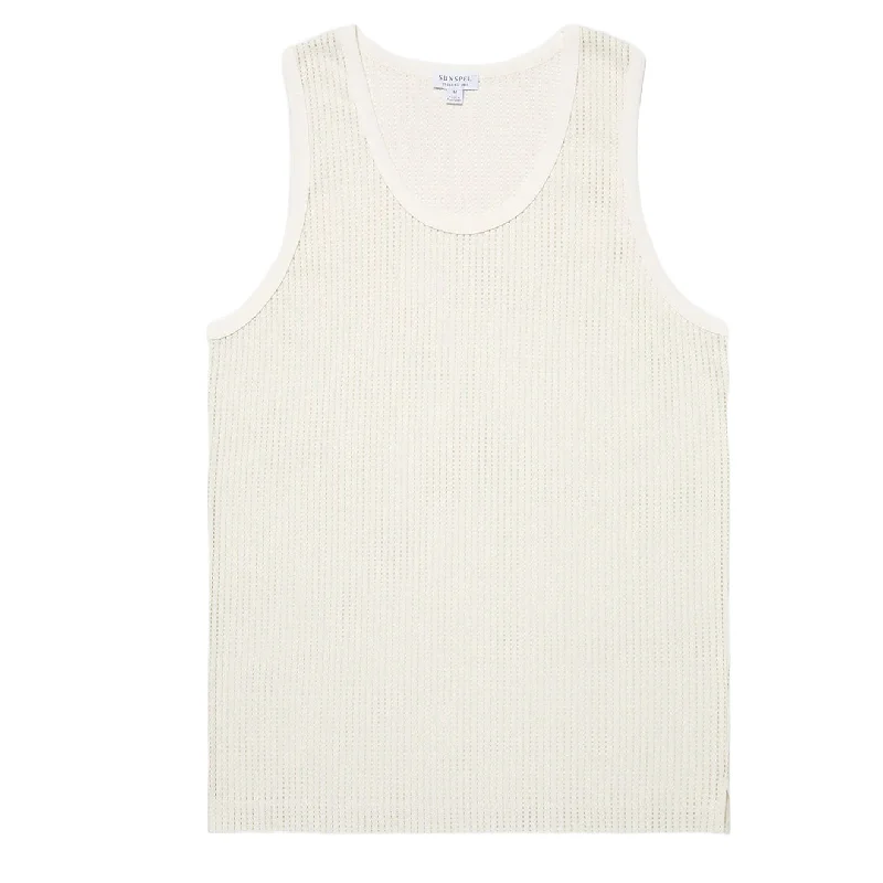 Sunspel Linear Mesh Tank Top Ecru