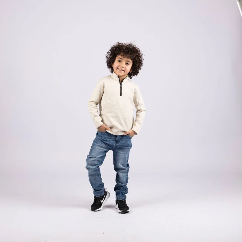 Tan | Kids Quarter Zip Sweater