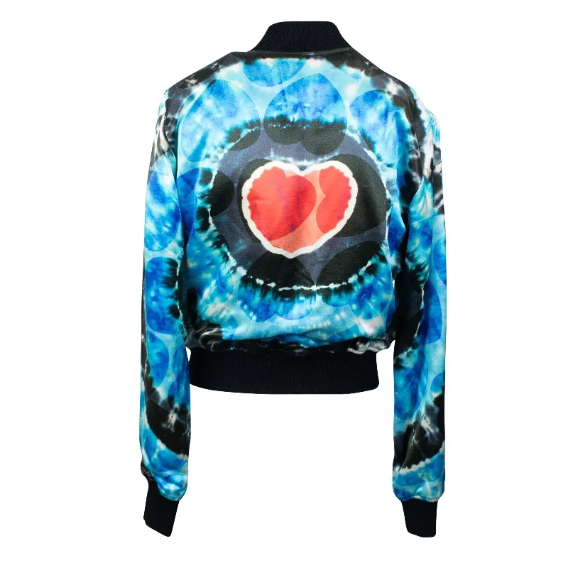 Blue Hearts Tie Dye Bomber Jacket