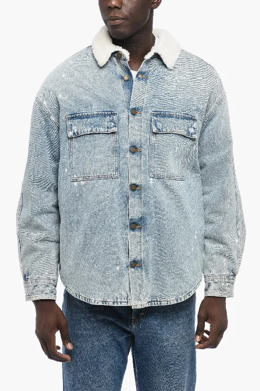 Darkpark Paint-Splatter Denim Jacket with Shirling Lining