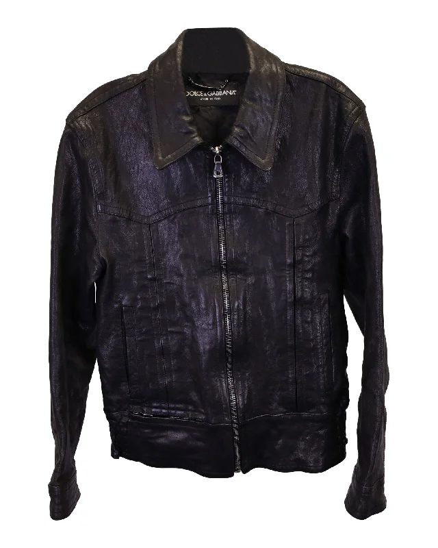 Dolce & Gabbana Vintage Zipped Jacket in Black Leather