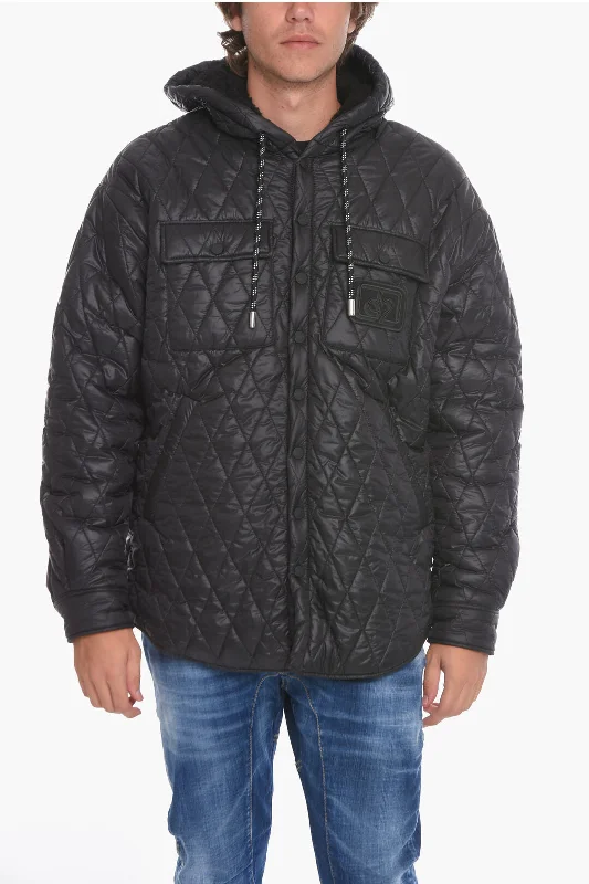 Dsquared2 Quilted Shearling Jacket with Logo Patch