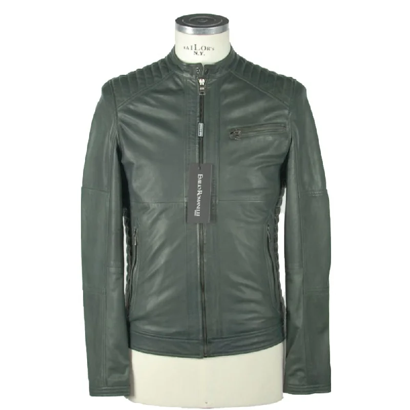 Emilio Romanelli Emerald Elegance Leather Men's Jacket