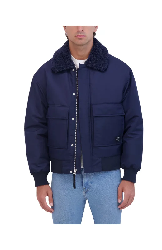 Hudson Jeans Men's Aviator Jacket With Sherpa Collar And Cargo Pockets