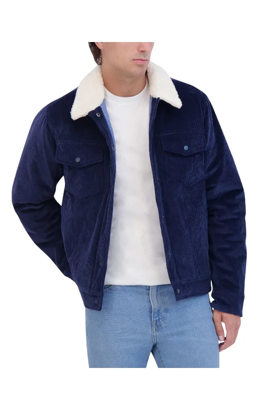 Hudson Jeans Men's Corduroy Trucker Jacket With Sherpa Collar