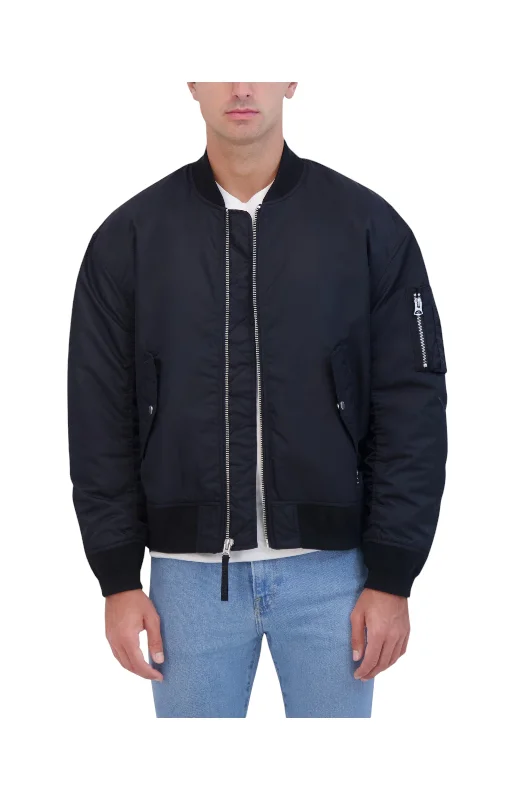 Hudson Jeans Men's Ma-1 Military Bomber Jacket With Knit Collar And Cuff