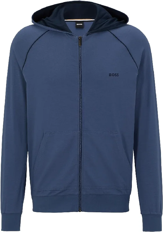 HUGO BOSS Men's Mix&Match Zip Up Hoodie, Spruce Blue