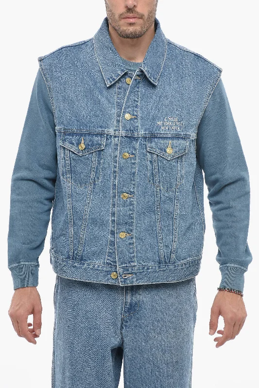 J.Press Sleeveless Denim Jacket with Golden-Buttons