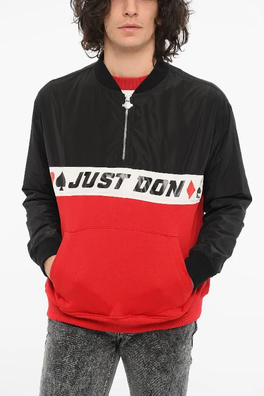 Just Don Double-textured Lightweight Jacket with Logo Print